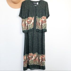 Vintage Green Leopard Print Sag Harbor Dress Set